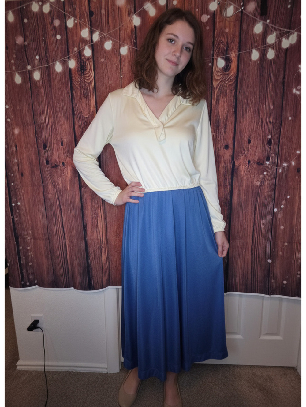 Vintage Verona Two-Tone Long Sleeve Dress